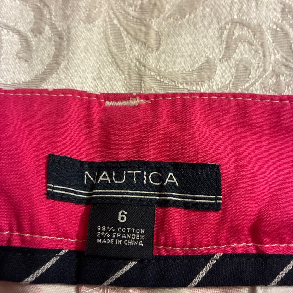 Nautica Pink and White Geometric Pattern Straight Leg Pants - Picture 2 of 7